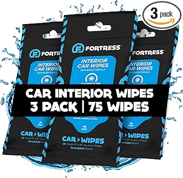 Car Interior Wipes (25 ct Pack of 3) for Car Interior Cleaning Dashboard Seats.
