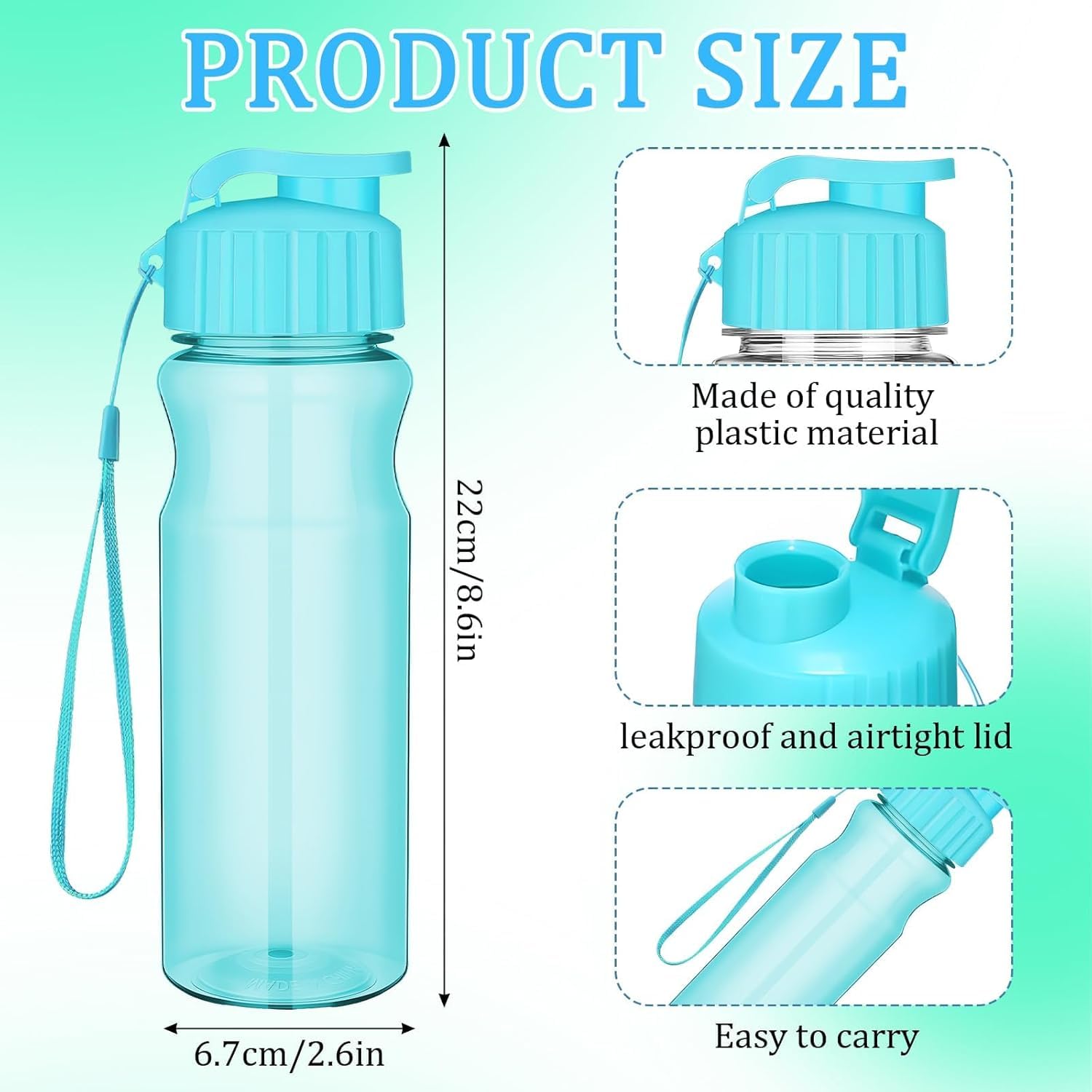 20 bottiglie d'acqua in plastica per bambini da 500 ml, bottiglie sportive riutilizzabili con tappo a patta e cintura, impermeabili e leggere, ideali per scuola, feste, all'aperto, palestra (4 colori)
