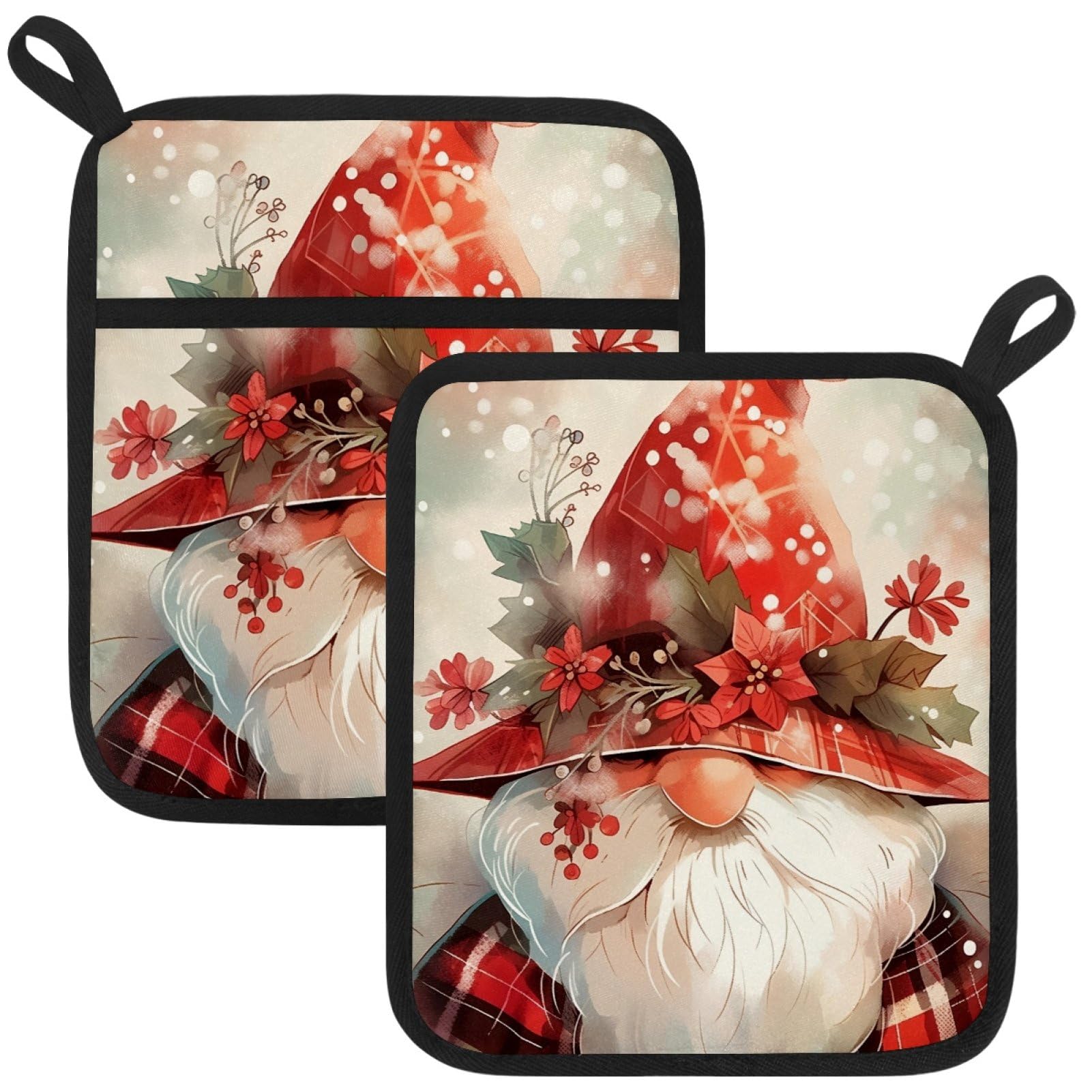 VAPOKF Christmas Gnomes Pot Holder, Heat Resistant Oven Cloths, Potholders & Oven Gloves, for Kitchen Cooking & Baking, Thick & Safe, Protection of Hands From Hot Utensils