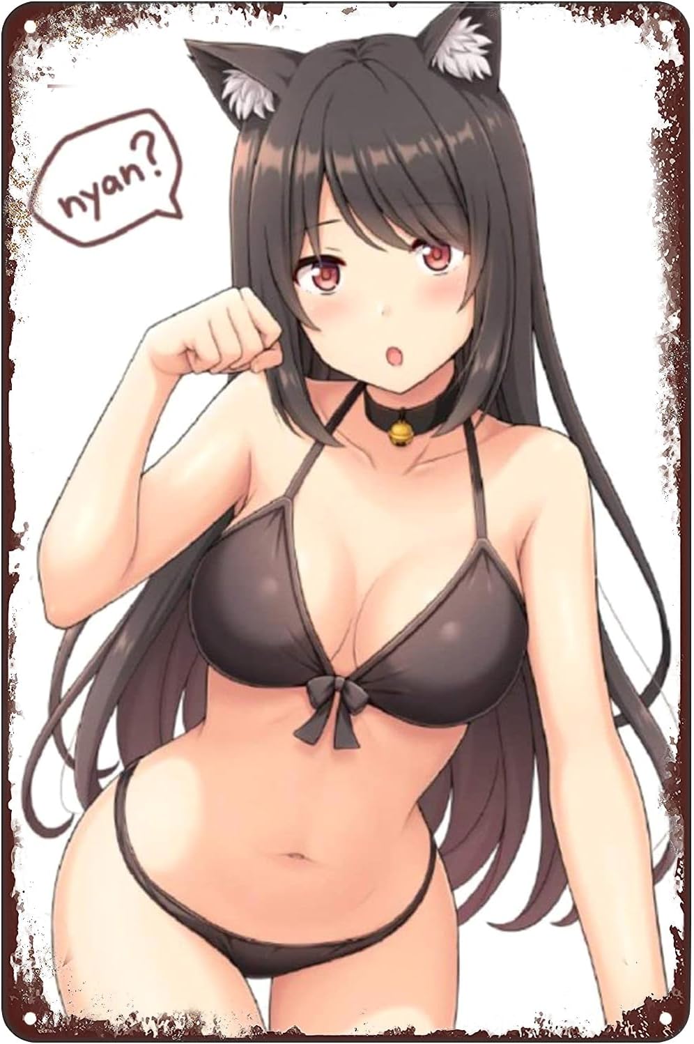 Cute Anime Girl Metal Poster Sexy Bikini Manga Tin Sign Wall Art Decor Plaque for Home Bar Club Bedroom Bathroom Man Cave Otaku 8x12 inch