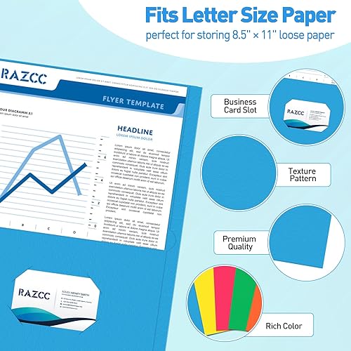 Miniatura 3 de Carpetas de dos bolsillos, paquete de 125 carpetas de archivos con bolsillos para papel tamaño carta, carpeta de archivos de papel grueso para