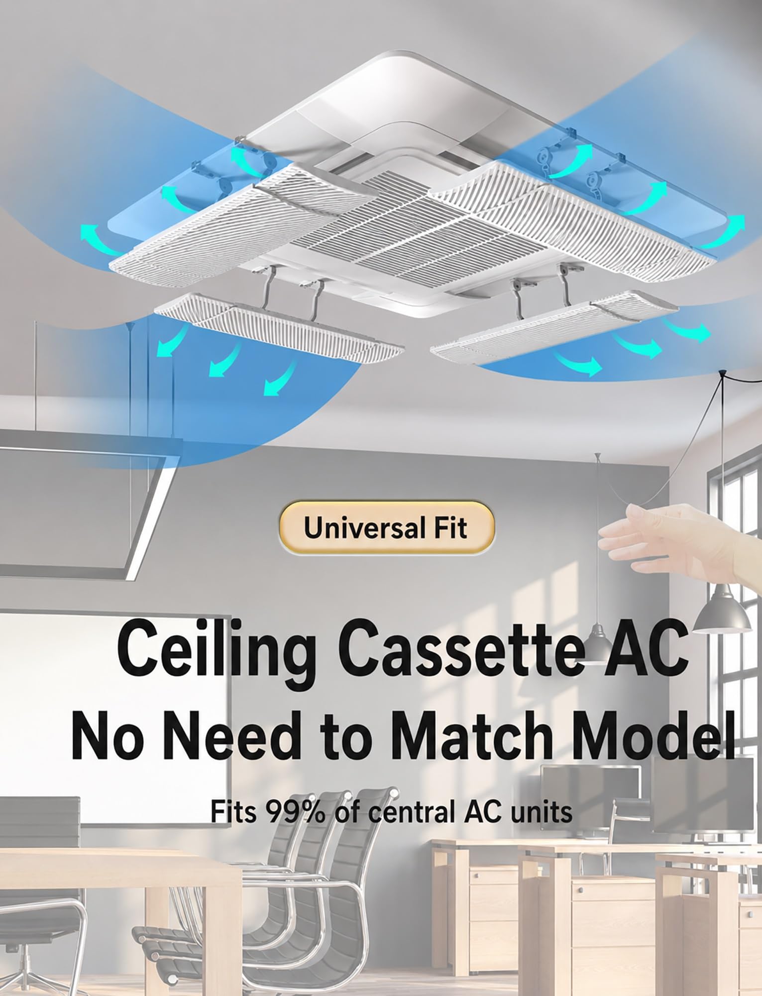 Deflettore del flusso d'aria per climatizzatore, Deflettore aria AC for cassetta da soffitto 50-73 cm 1/2/4 pz | 4PCS