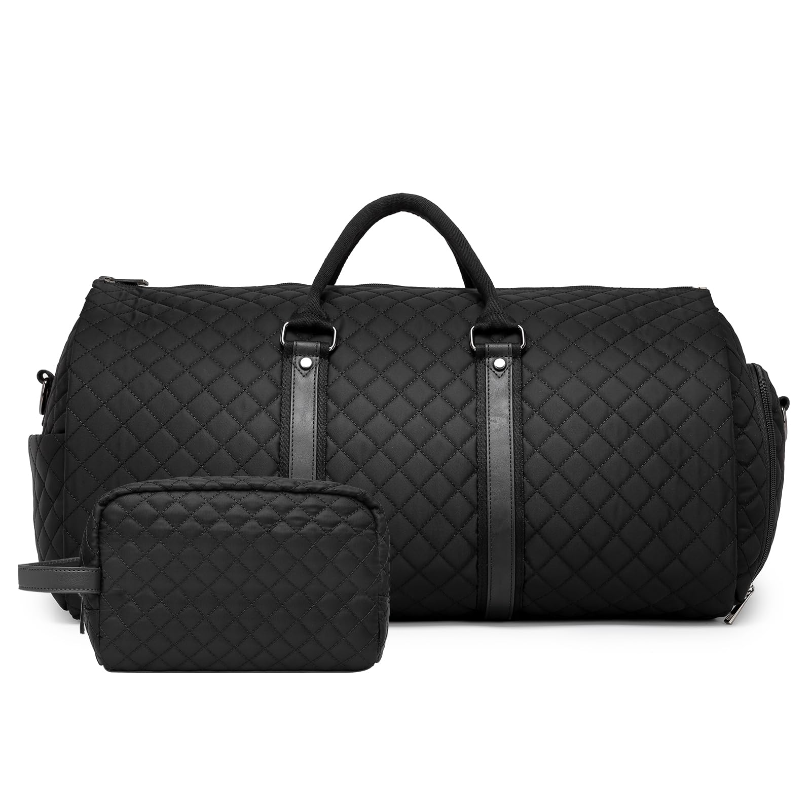 seyfocniaConvertible Garment Bag Women Carry On Garment Bag With Toiletry Bag 2PCS Set Hanging Suit Travel Garment Duffel-Black