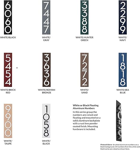 Miniatura 6 de Placa de dirección vertical de 4 pulgadas flotante con números de casa, aluminio, fácil de instalar, vertical, 4 dígitos