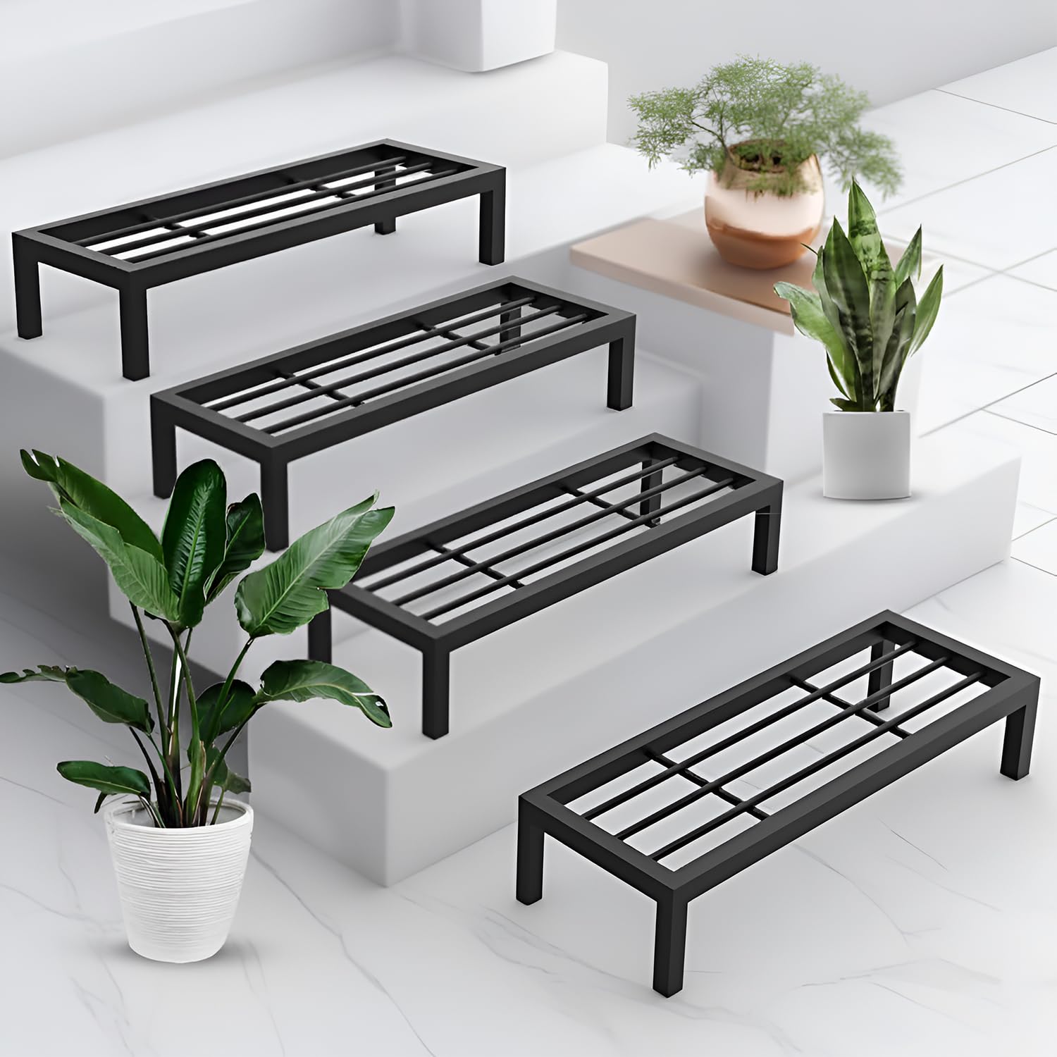 Pivalo Plant Stands - Black Metal Shelves -9