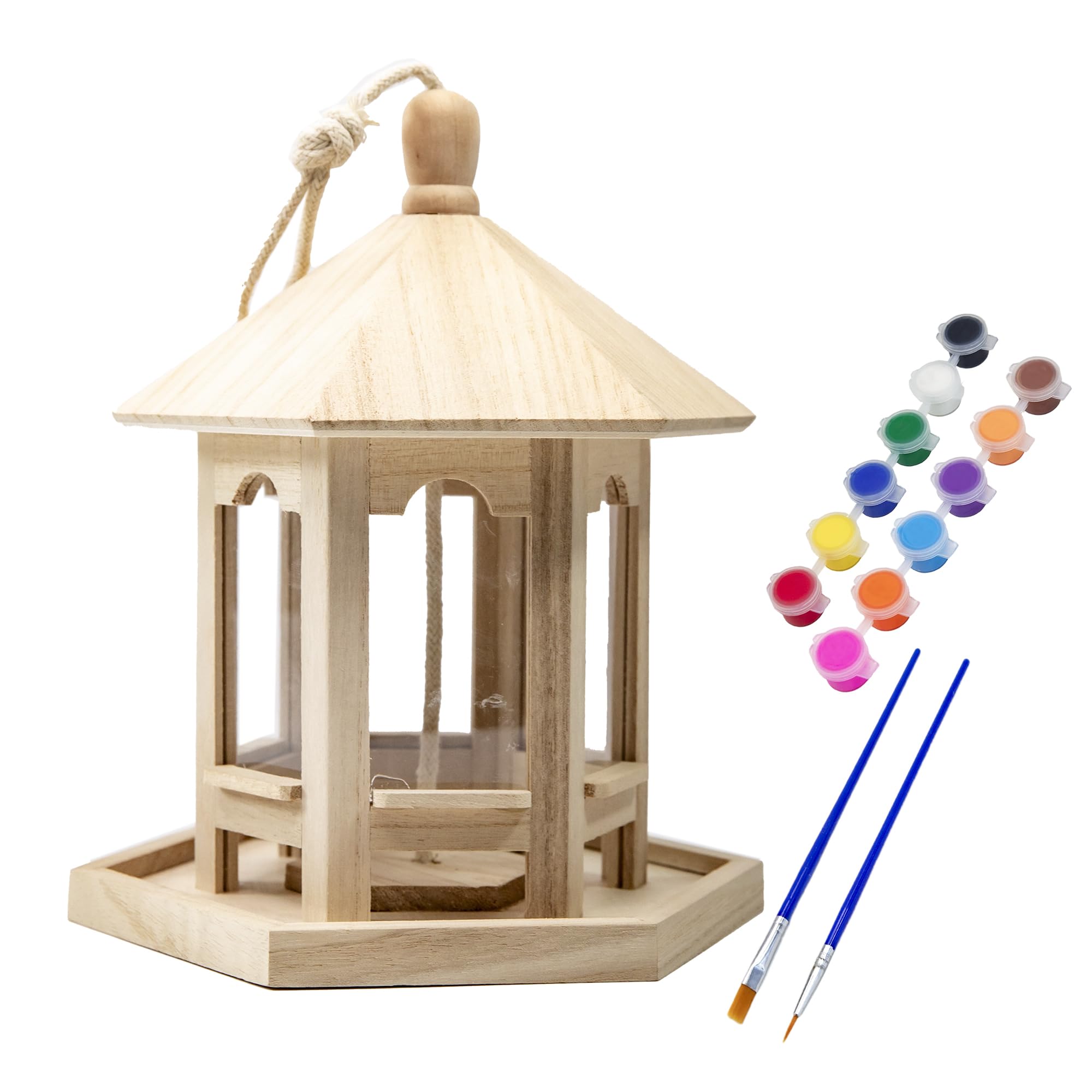 Berfutall-DIY Wooden Bird House for Outdoor, Wild Bird Feeder, Hanging Birdhouse,Perfect for Cardinals, Bluebirds, and More. (B)