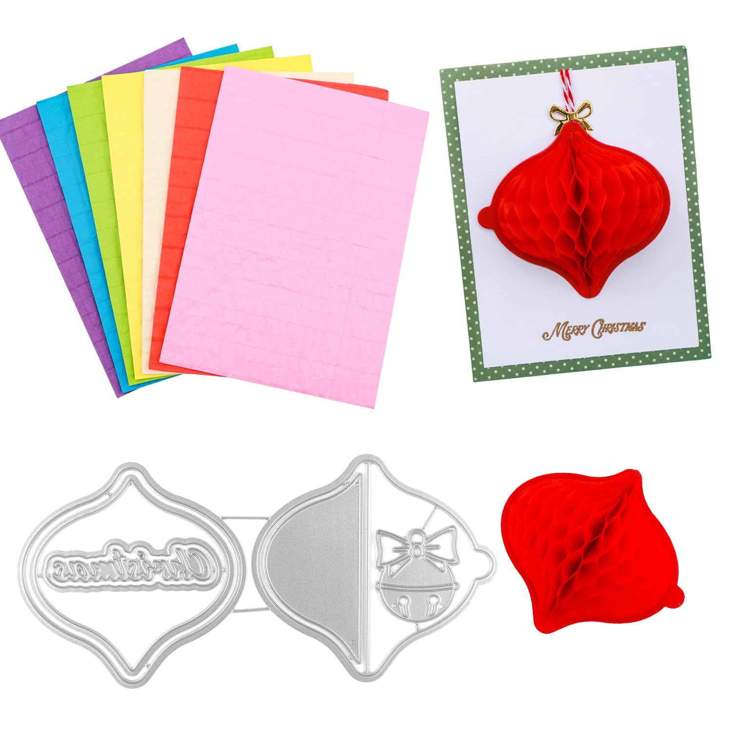 OTCRAFT 8Pcs/Set Honeycomb Paper Pads and Lanterns Cutting Dies Set Whit Magnets Position.for DIY 3D Craft and Pop-Up Cards; 30 Layers 2cm Glue line Crafts Cardmaking Embellishments