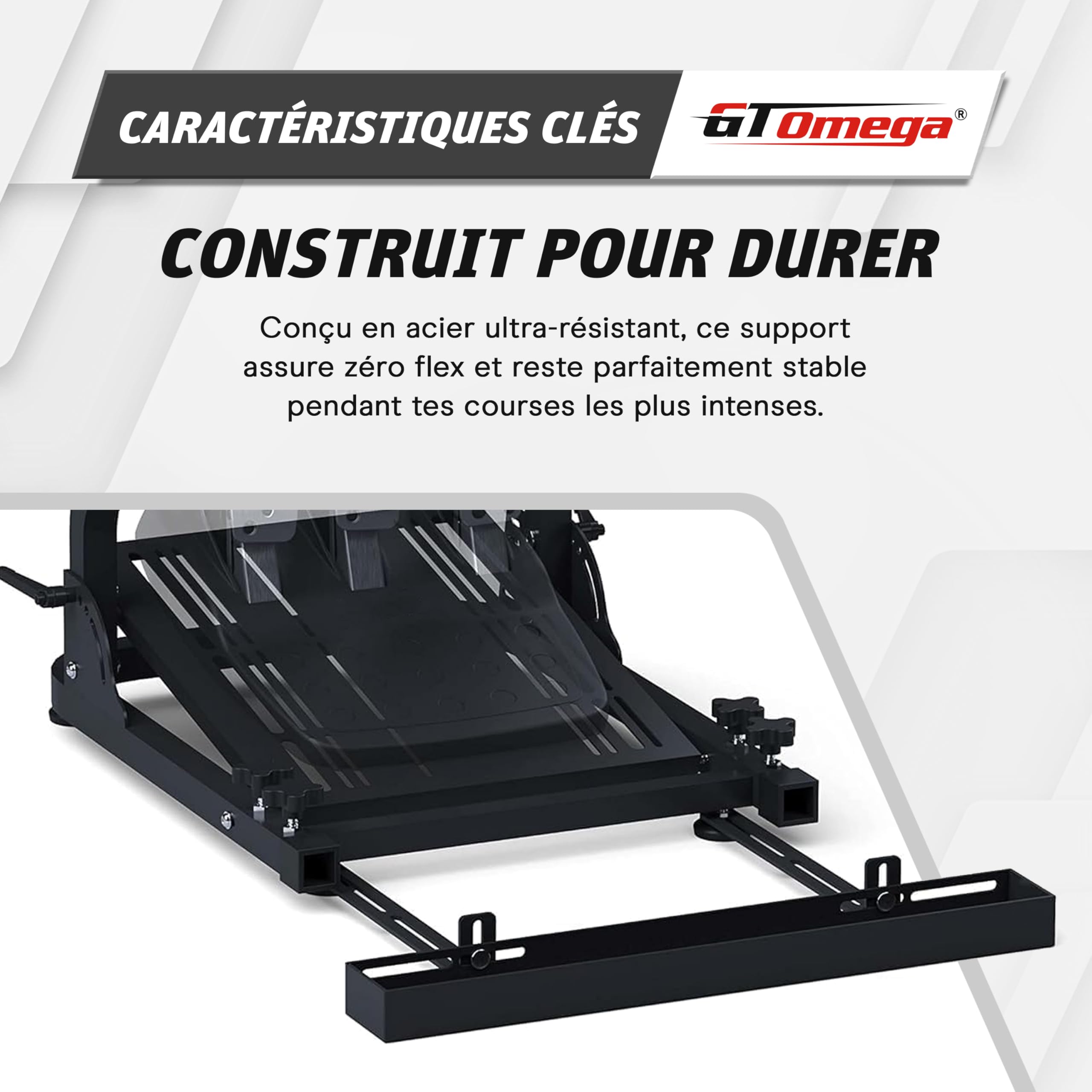GT OMEGA Classic Wheel Stand – Support Volant Pliable d’Entrée de Gamme, Pré-équipé d’un Support Levier et Chair Link Inclus, Réglable et Prêt à Évoluer