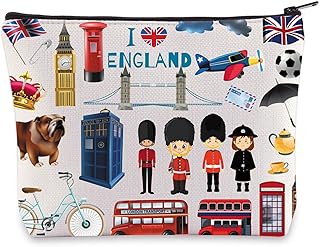 England Travel Cosmetic Bag British Vacation Gifts United Kingdom Makeup Zipper Pouch Bag UK Trip Merchandise (England)