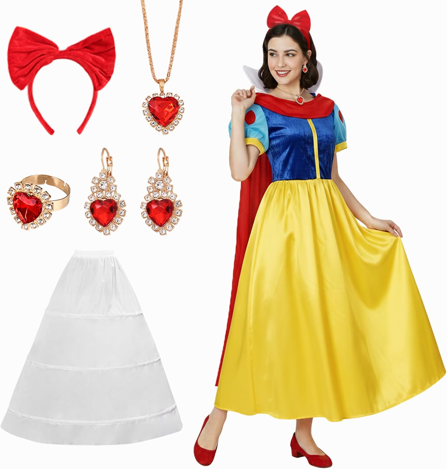 Adult Halloween Princess Dress for Women, Cosplay Costume, Includes Necklace