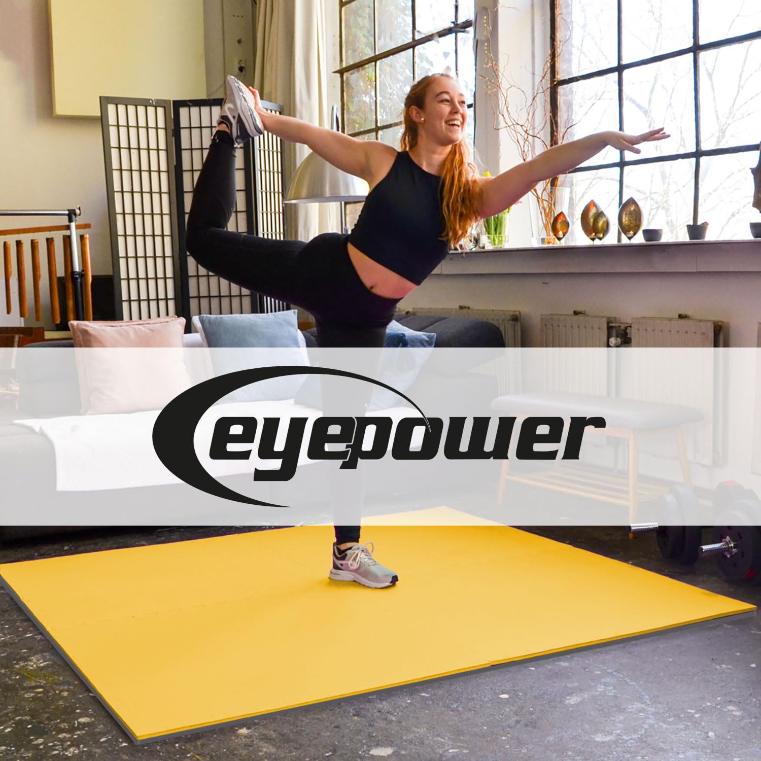 eyepower Alfombra Gimnasio en Casa 2 cm: 1m² Suelo Gimnasio - 4 Colchonetas Grandes - 50x50 Esterilla Gimnasio EVA - Suelo Goma Gimnasio Puzzle Suelo Gimnasio Tapete Fitness - Defectos Ópticos Menores