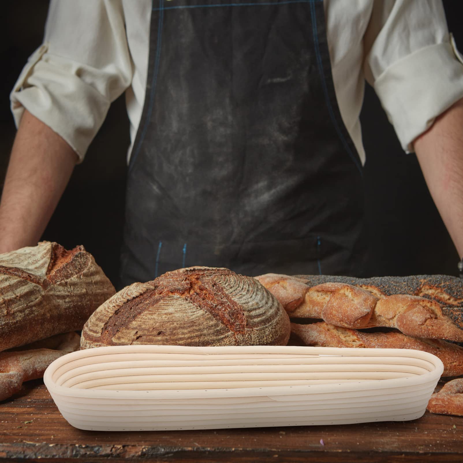 Cesta de Pan de Ratán para Levar Masa, Molde para Baguette
