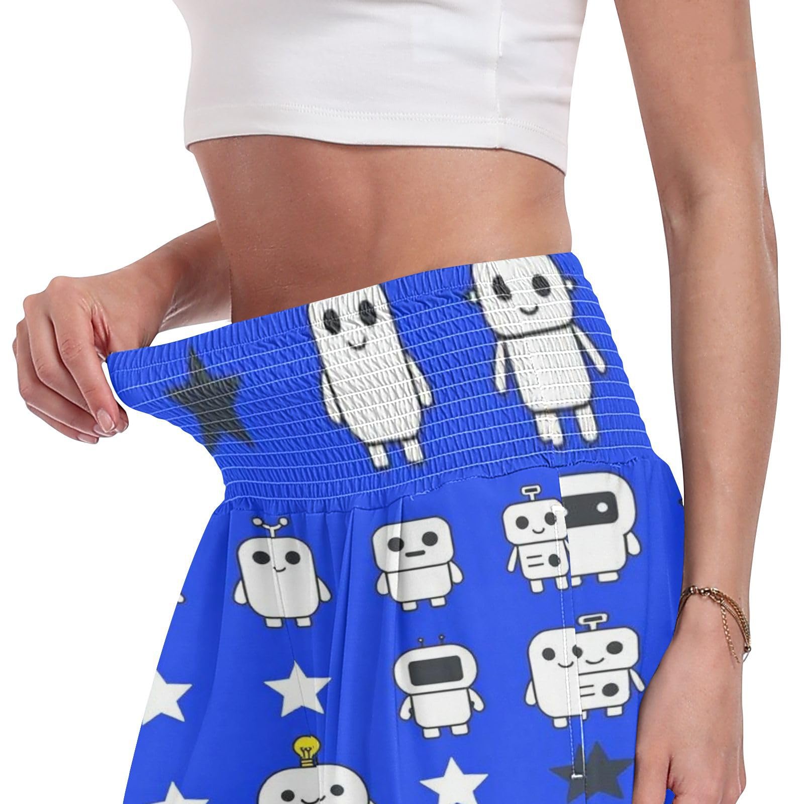FRODOTGV Robot Stars damskie spodnie Palazzos luźne spodnie do relaksu w domu