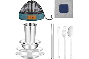 Camping Mess Kit for 2 - Portable Outdoor Dining and Cooking Utensils Set