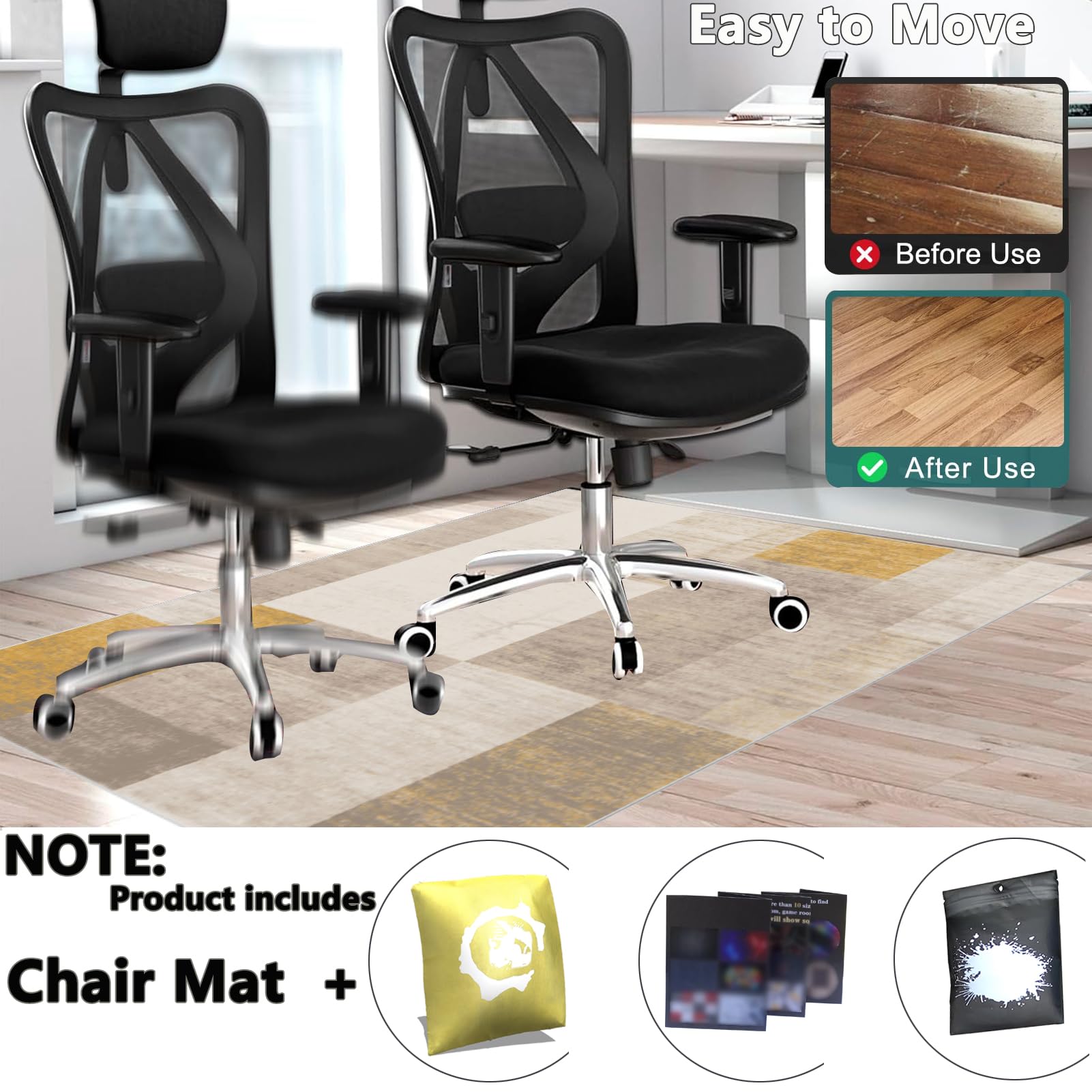 Office Gaming Chair Mat for Hard Floor Computer Floor Mat for Carpet Office Chair Carpet Protector Mat Carpeted Floor - Image 4