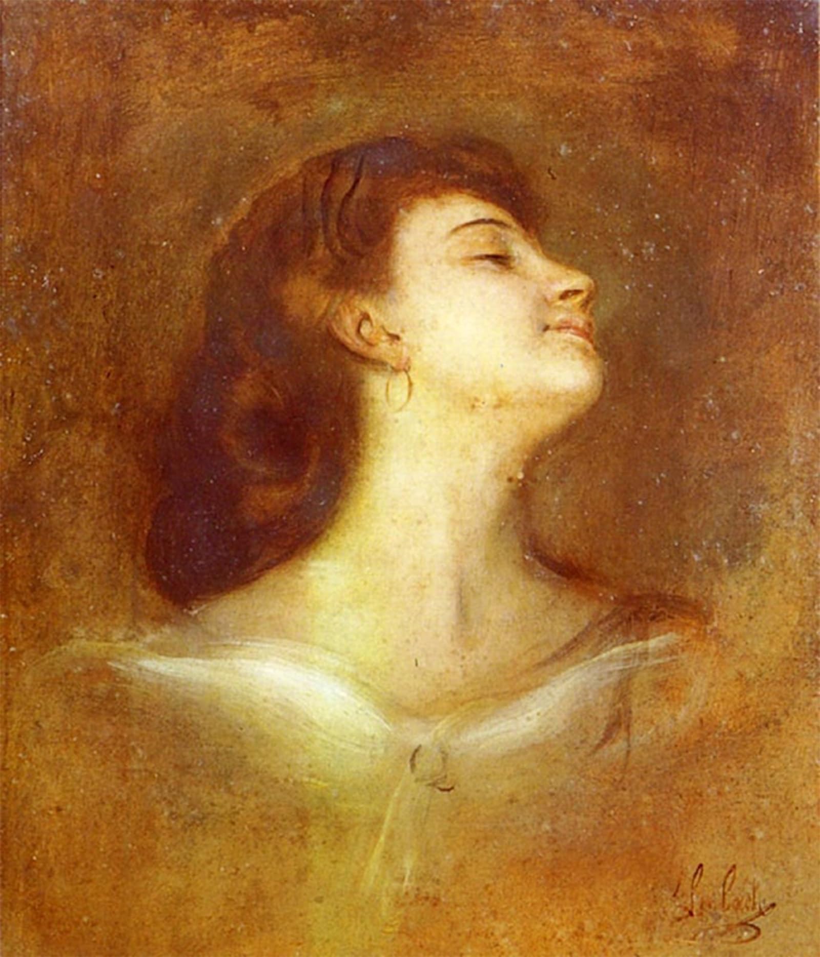 SERENDIPITP Retro Picture Poster Wall Art Pictures Painting Portrait of a Lady in Profile By von Lenbach Wall Art Canvas Print for Wall Decor 60x90cm