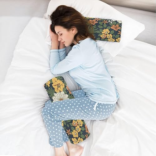 Miniatura 6 de KLL Autmun Trendy Floral Pattern Round Bolster Pillow Cylinder Neck Roll Pillow Round Pillows for Bed Cylinder Pillows for Bed Leg Support Pillow