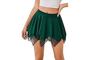 Women's Casual High Waist Pleated A Line Mini Skirts with Pockets
