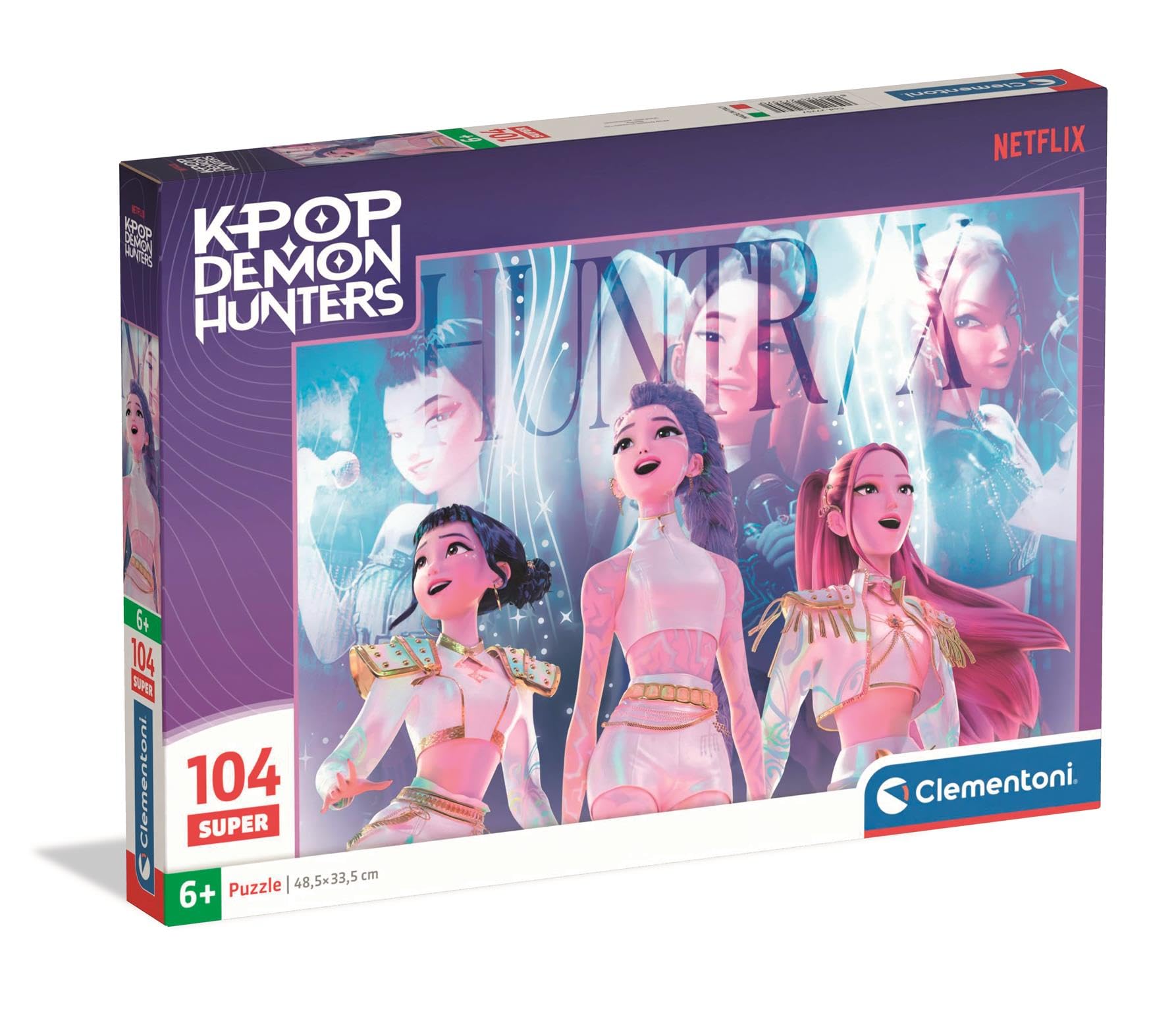 Clementoni Supercolor Kpop Demon Hunters - Puzzle 104 Teile ab 6 Jahren - buntes Kinderpuzzle mit besonderer Leuchtkraft & Farbintensität - Puzzle für Kinder 27257