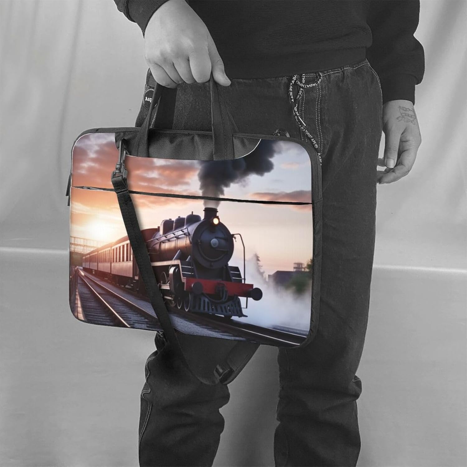 Laptop Bag Steam Train Depart Sunset Messenger Shoulder Bag for Laptop or Tablet Carrying Case image 2