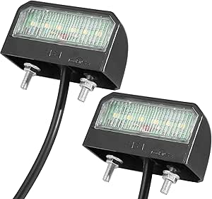 Feux De Plaque D'Immatriculation LED Pour Remorque - Lot De 2 - 12V/24V - Blanc Froid - Étanche IP65 - Dimensions 107x30x35 Mm