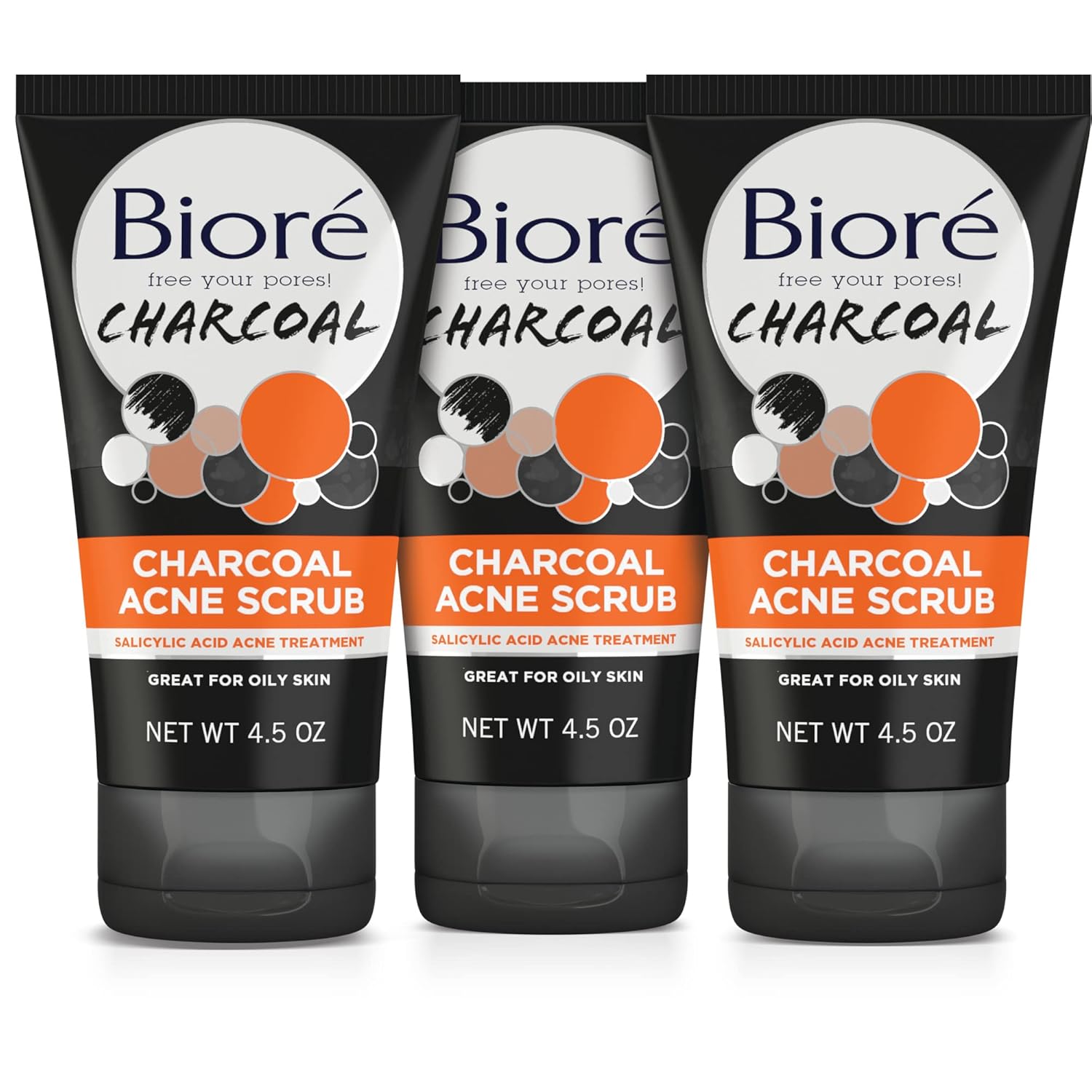 Bioré Charcoal Acne Face Scrub, with 1 Salicylic Acid and