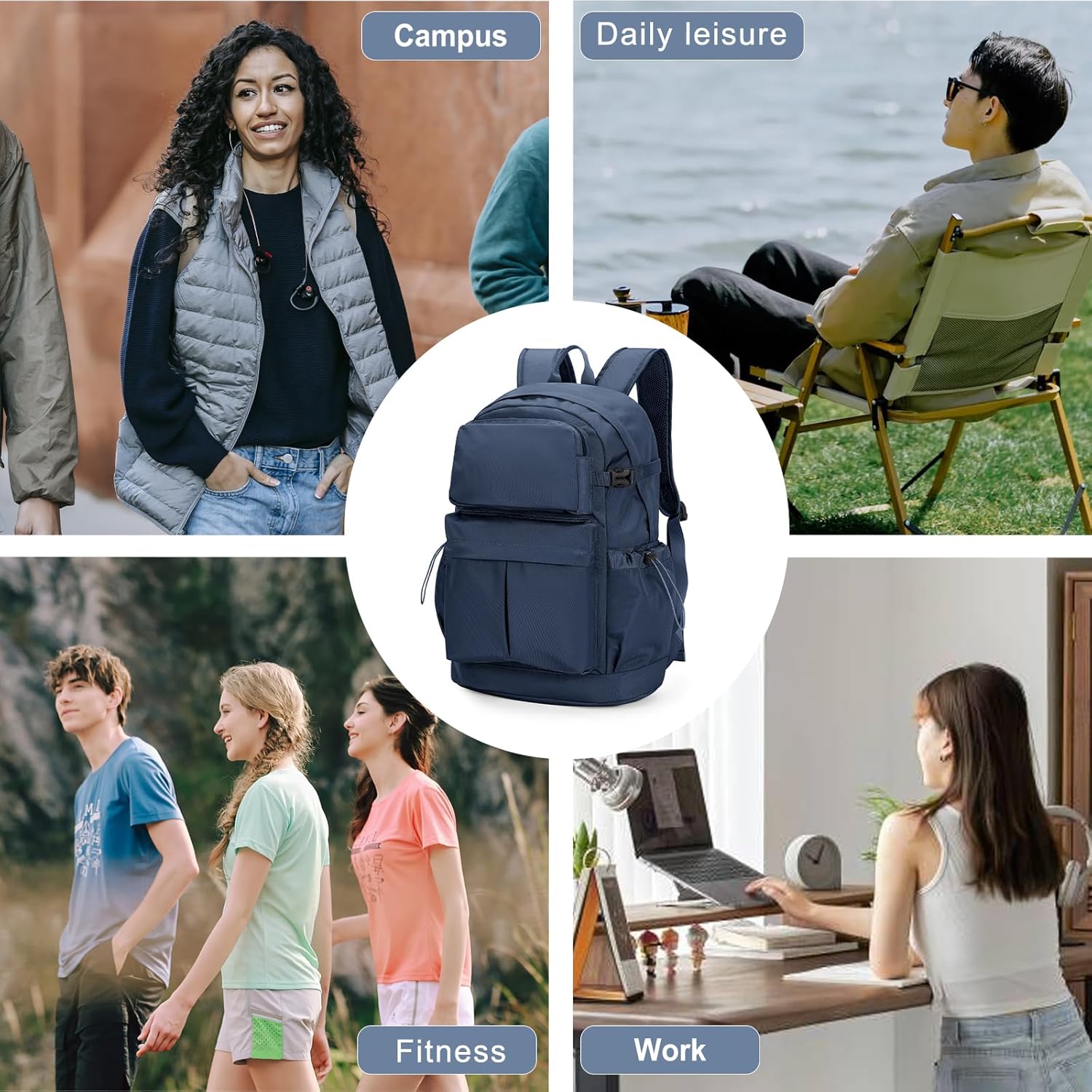 Travel Backpack For Women Men Waterproof Airline Approved Carry On Backpack Laptop backpack 15.6 Inch Lightweight Work Teacher Backpack(Dark Blue)