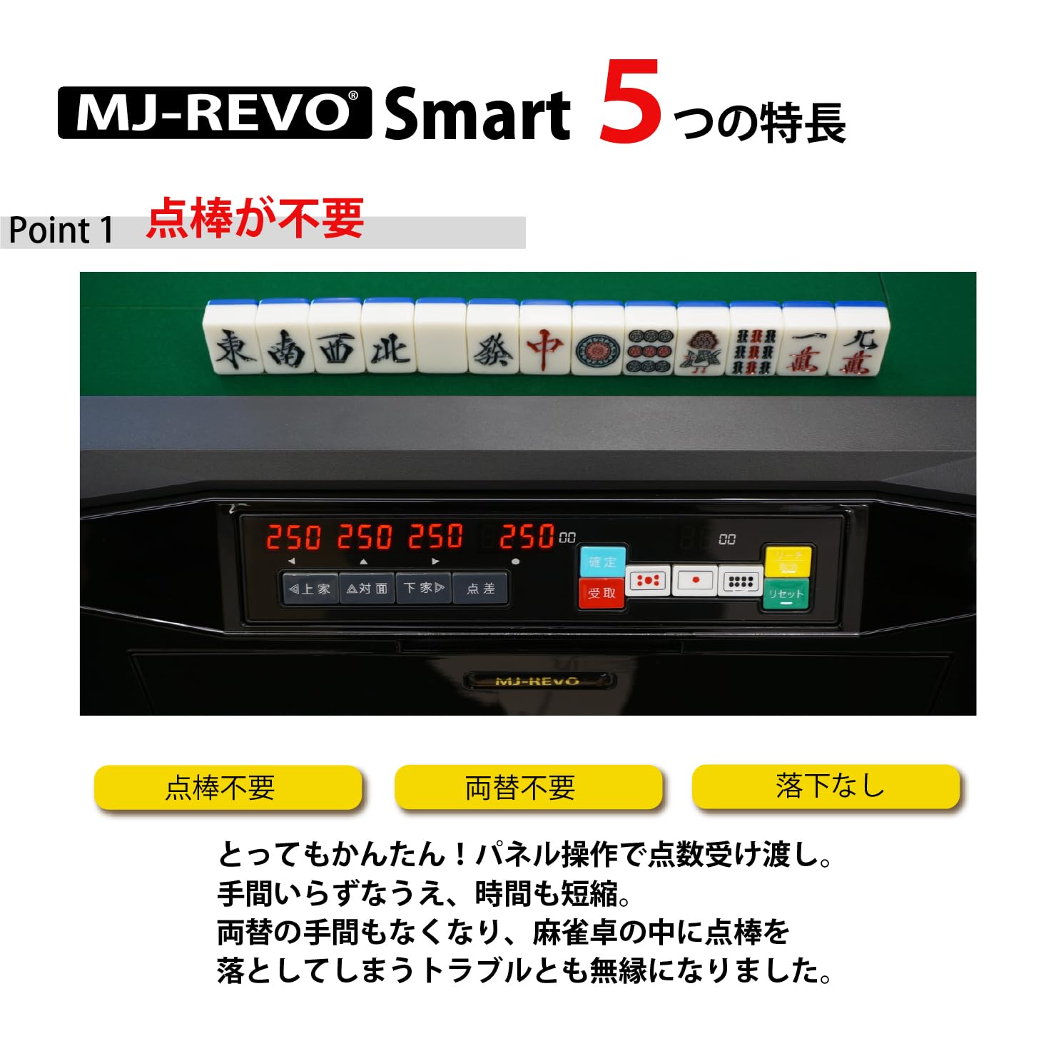 Amazon.co.jp: MJ-REVO 点数表示 全自動麻雀卓 Smart 折りたたみ 28