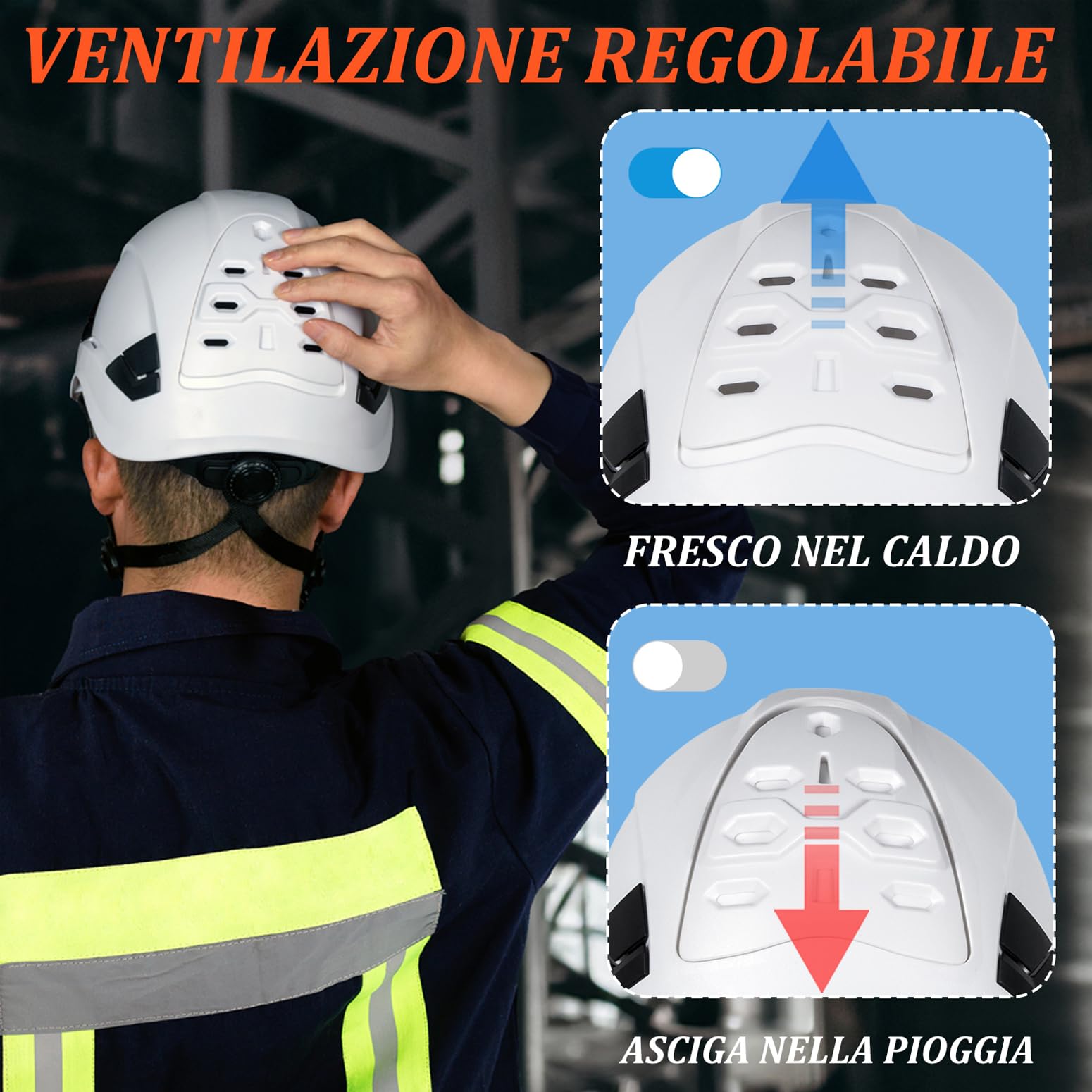 Casco protettivo da cantiere, ventilato, per adulti con casco industriale EN 397, ANSI Z89.1, casco da lavoro approvato per industria e costruzione