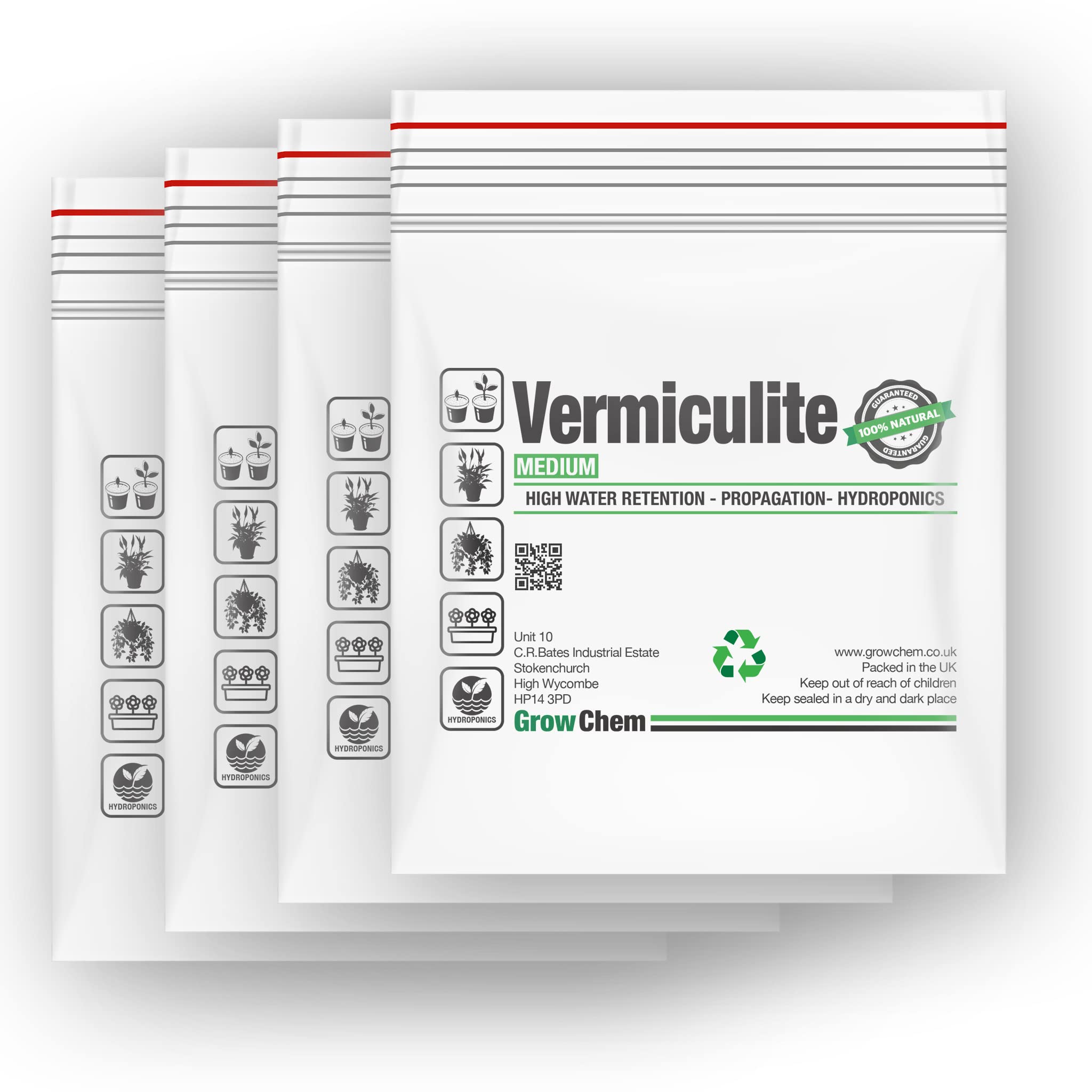 Vermiculite For Plants, 20L (4x5L) Medium Grade (2-5mm), Premium Quality, Hydroponic, Propagation, Ideal for Indoor & Outdoor Growing Seeds & Plants, High Water Retention