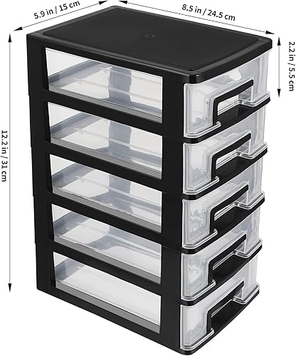 Miniatura 3 de Mini cajón de plástico para almacenamiento, organizador de 5 cajones, contenedores de almacenamiento de plástico con cajones que ahorran espacio,