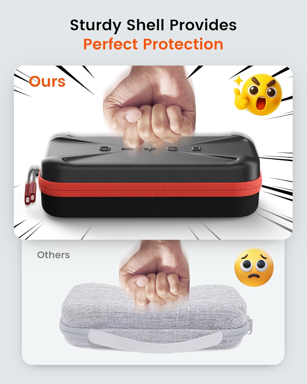 TRANSNOVO Large Capacity Carrying Case Compatible with Nintendo Switch 2 Console & Charger, [Plus Version] Shockproof Waterproof Hard Shell Protective Pouch Portable Travel Case for Accessories, Black - Image 5