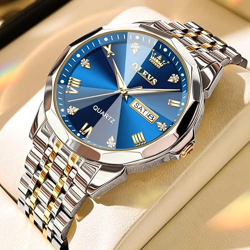 Miniatura 2 de OLEVS Reloj para Hombre Mujer Cara Grande Unisex Diamante Lujo Vestir Analógico Cuarzo Acero Inoxidable Impermeable Luminoso Fecha Negocios Informal