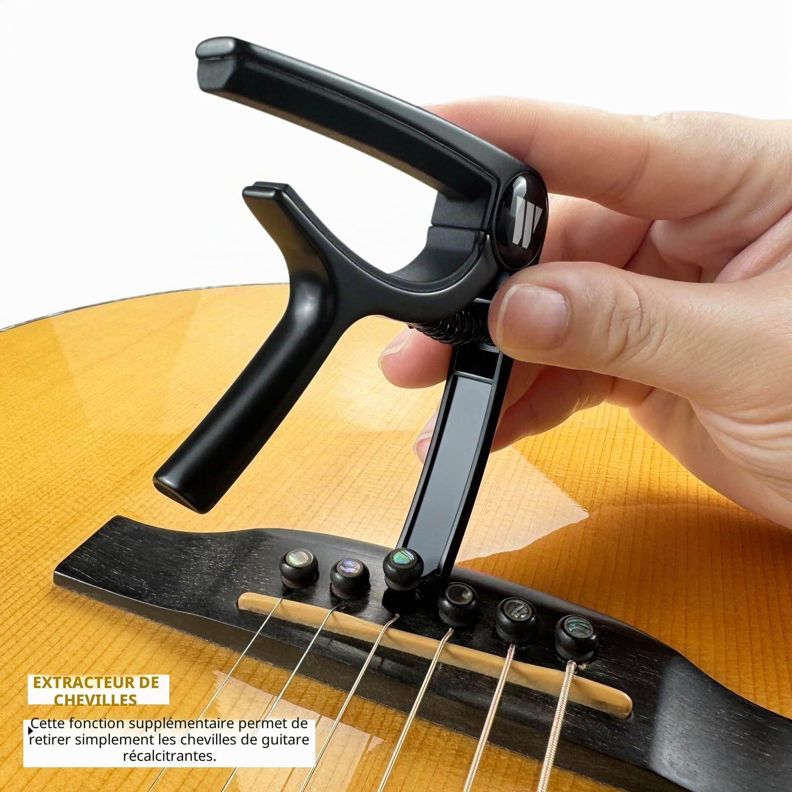 WINGO Capodastre pour guitares acoustiques et électriques, ukulélé, mandoline, banjo – Noir