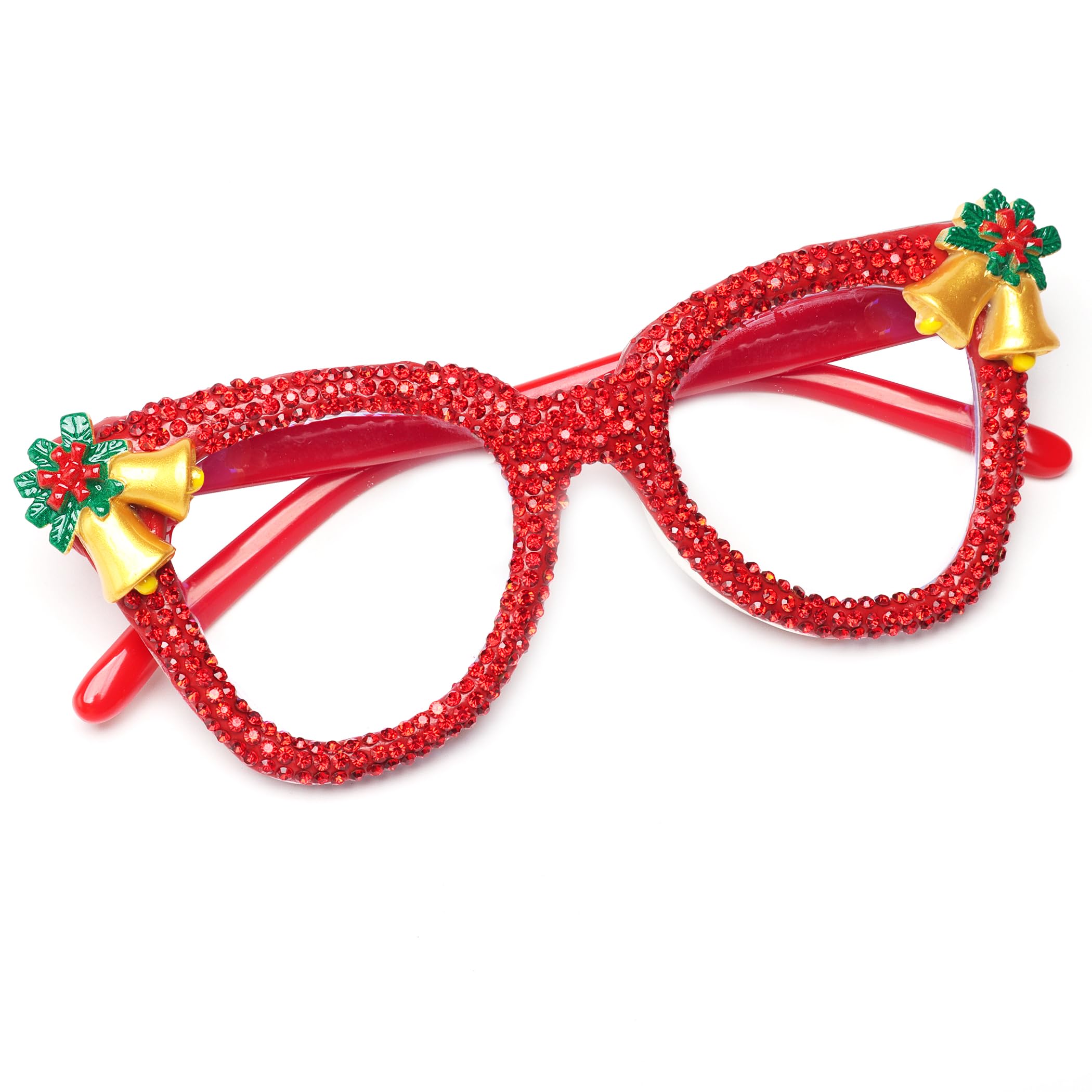 bullabulling Oversized Christmas Bling Rhinestone Reading Glasses for Women Sparking Christmas Party Ladies Readers