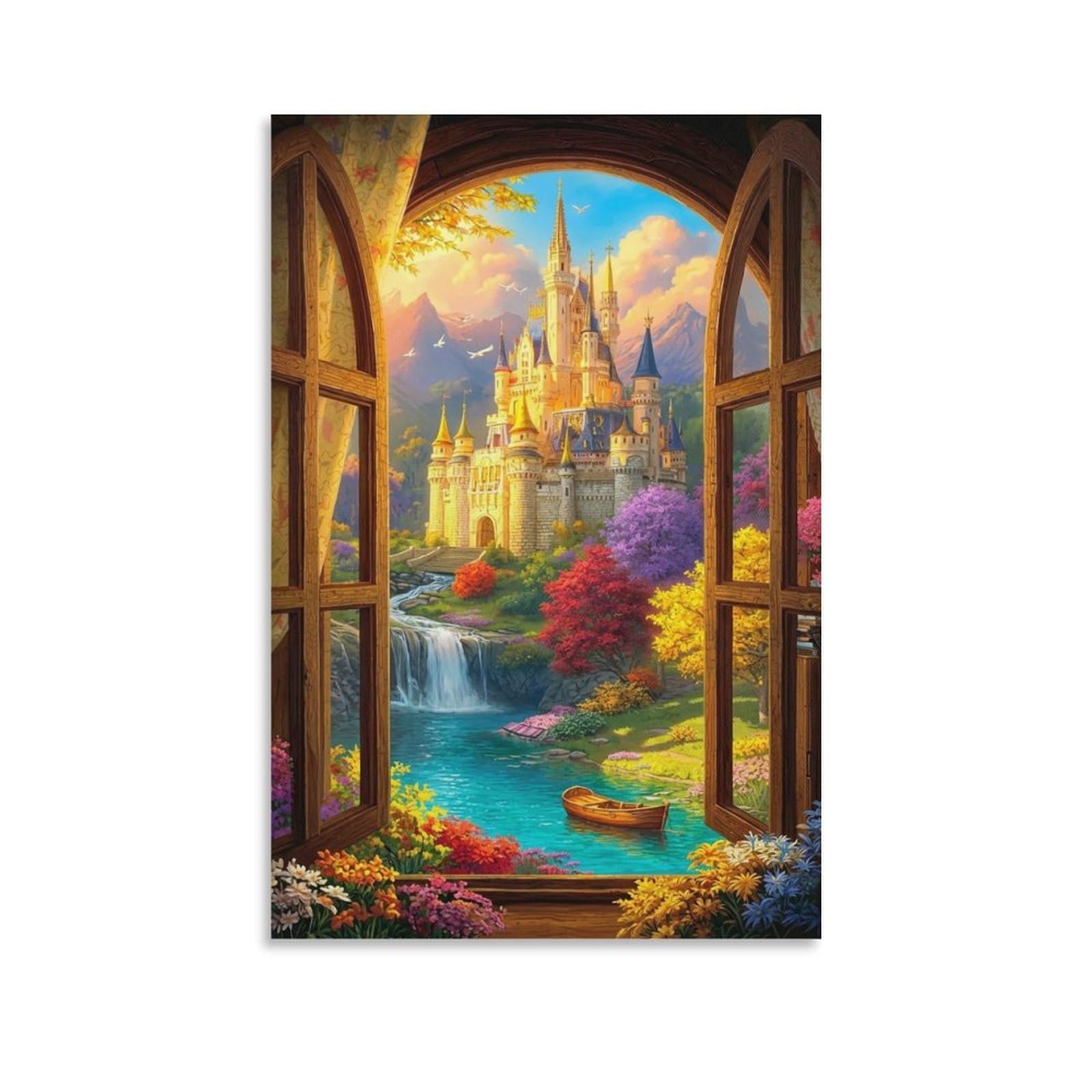 DHBANEIOK Fantasy Castle View Wall Decor Poster Canvas Prints Picture Modern Canvas Wall Art Picture Wall Hanging for Office Gym Living Room Decor 20x30inch(50x75cm)