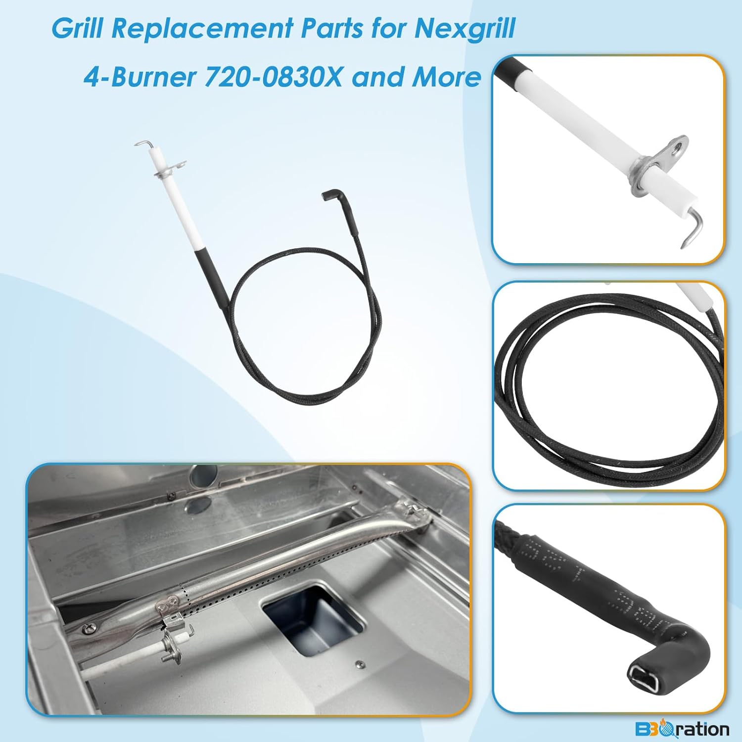 DHL-128-5Q Grill Igniters Kit for Nexgrill 720-0830X Replacement Parts, 5 Outlet Tact Push Button Grill Igniter w/Wire for Nexgrill Parts 720-0830X 720-0830XF 720-0830XM for Nexgrill Igniter