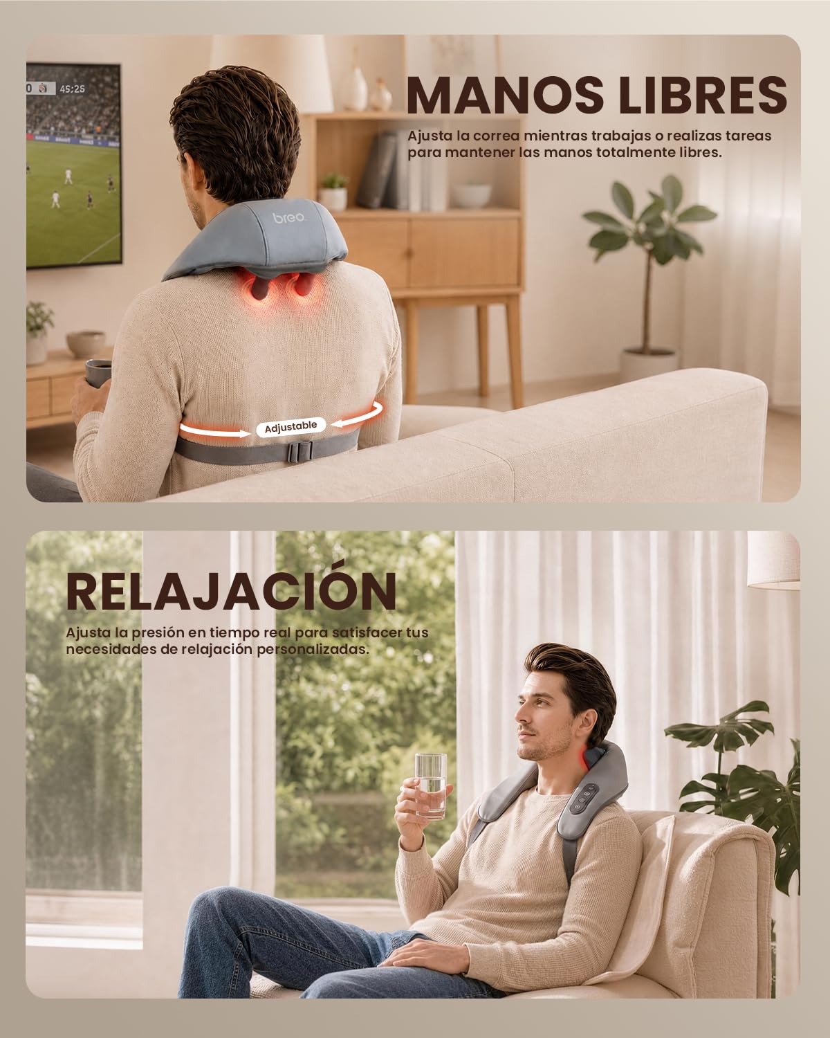 Breo N5 Mini Portátil Masajeador Cervical y Espalda, Hombros y Espalda con Calefacción, Masajeador de Cuello Inalámbrico para Alivio del Dolor de Tejido Profundo, Masajeador Shiatsu, Regalo Ideal