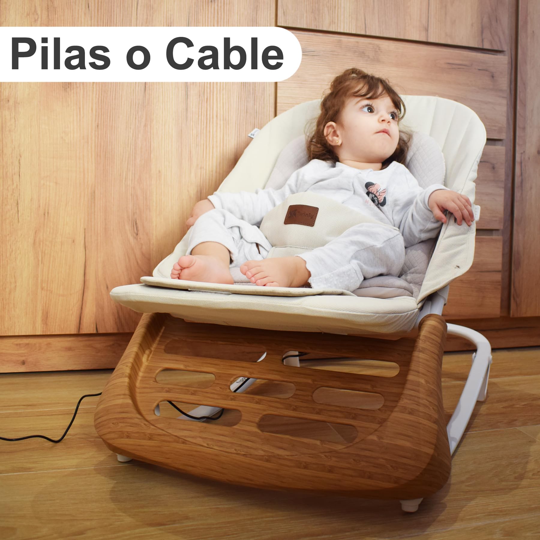 Twinly – Hamaca Bebé Evolutiva CUDDLY con Detección de Llanto y Vibración Automática | Columpio y Mecedora Ergonómica Plegable, Balanceo Recién Nacido 0+ m hasta 18 kg