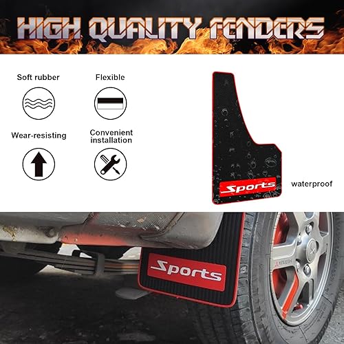 Miniatura 5 de Xotic Tech - 4 solapas de barro delanteras y traseras para salpicaduras guardabarros universales para automóvil SUV deportes