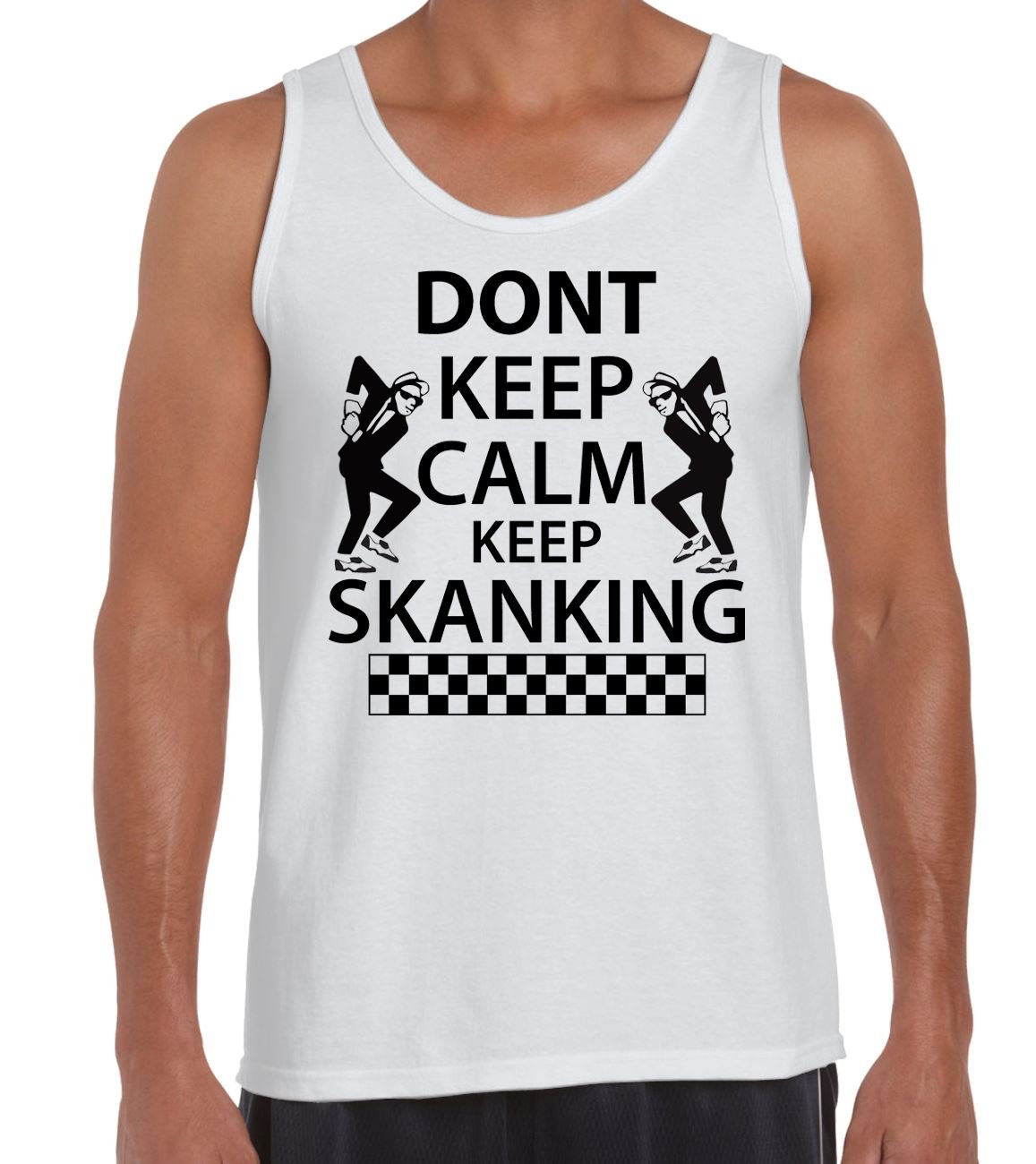 Tribal T-Shirts Mens Don't Keep Calm Keep Skanking Ska Vest Top (2XL, White)