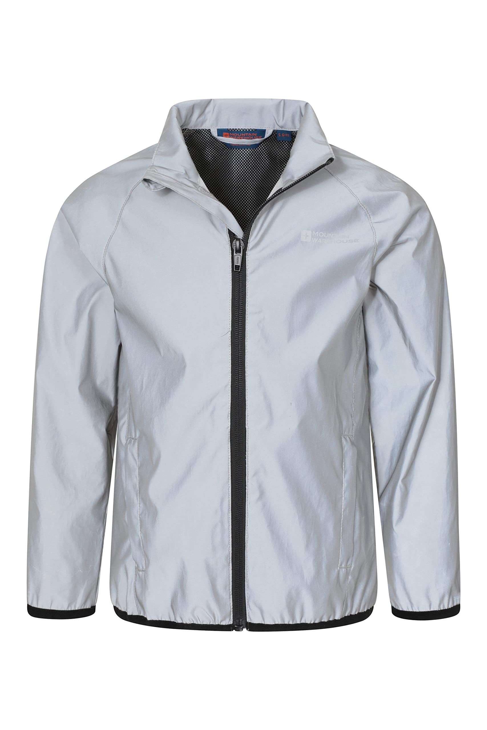 Mountain Warehouse Wasserabweisende 360 reflektierende Jacke für Kinder – weit sichtbar, atmungsaktives Netzfutter, Reißverschlusstaschen – Laufen und Reisen