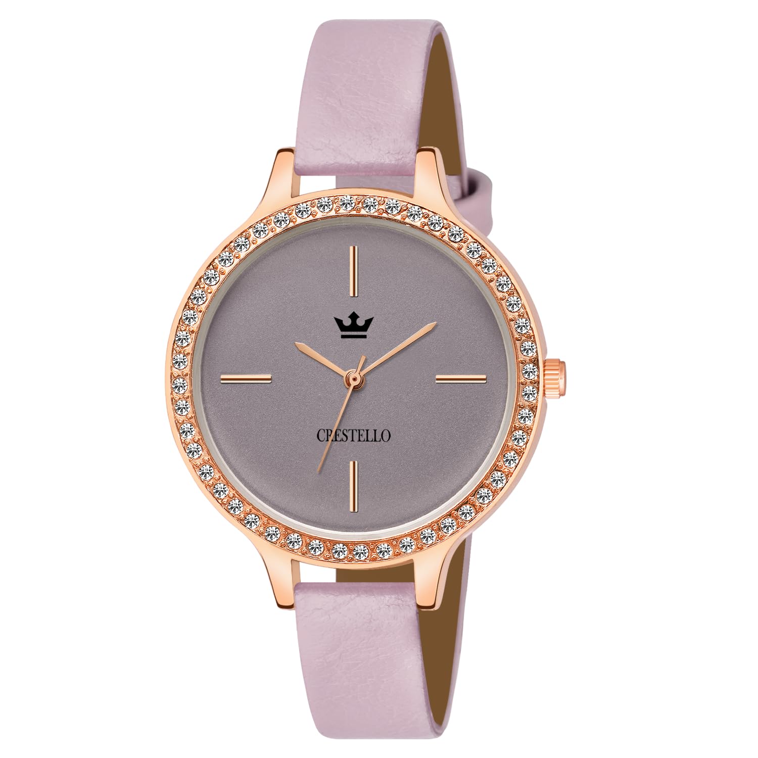 Green/Pink/Purple/Beige Faux Leather Strap Analog Wrist Watch for Women (Green/Silver/Purple/Copper Dial) | CR-CP361-image-16