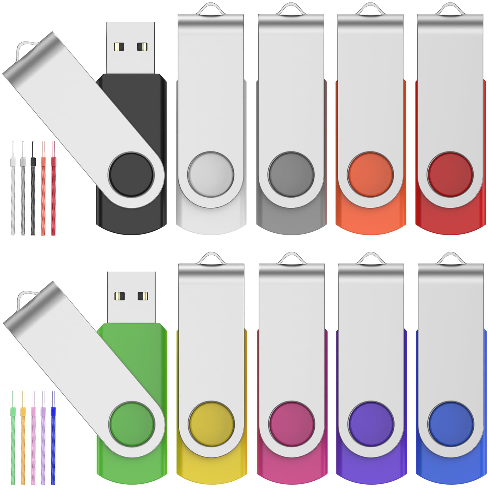 Chiavetta USB 128MB 10 Pezzi Pen Drives - Girevole Penna USB 2.0 Piccola Capacità Economica Pendrive 128 MB - FEBNISCTE Pennetta USB Multicolore Set Memoria Flash Regalo Archiviazione Dati Foto