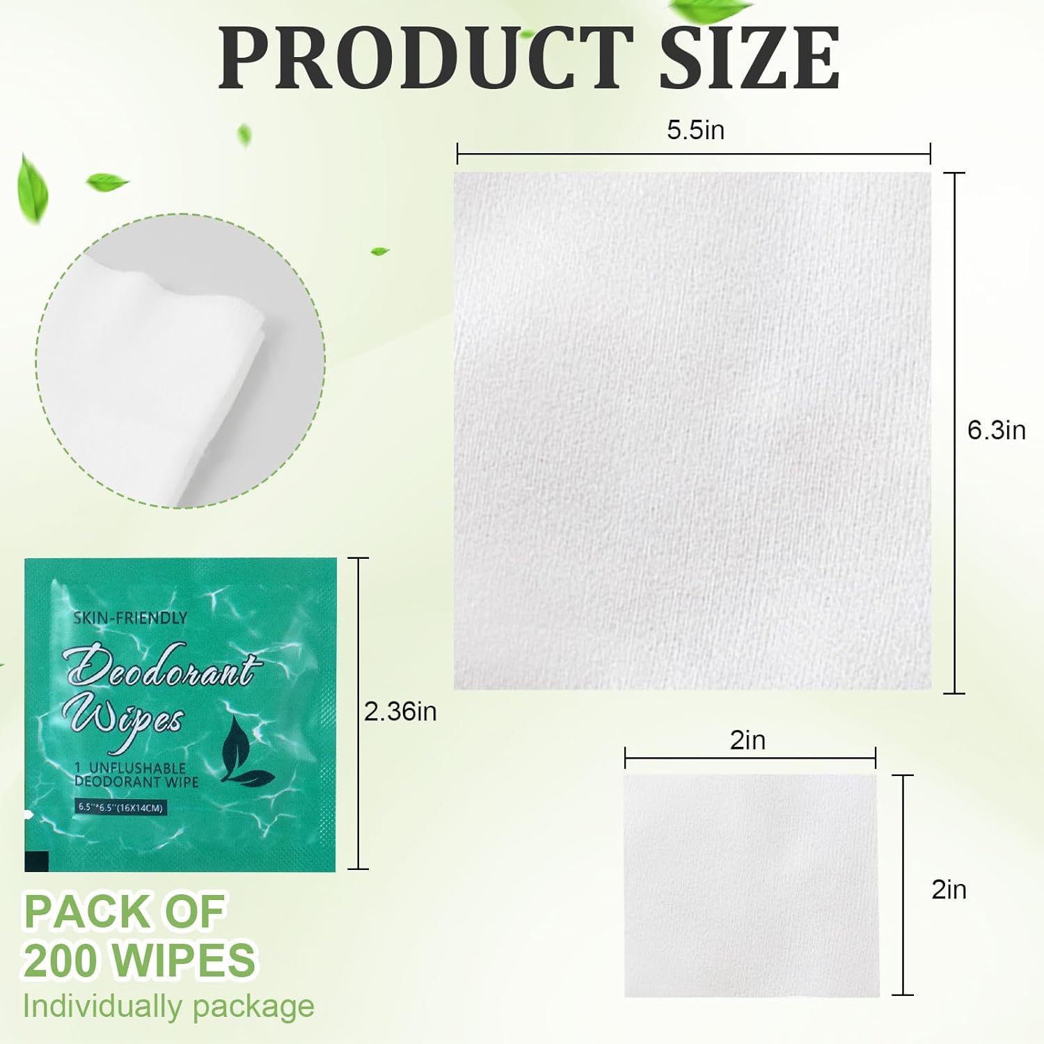 200 Pcs Deodorant Wipes Individually Wrapped, Mini Travel Size Wet Antiperspirant Wipes for Armpit, Hands, Face, Butt, Bulk Personal Cleansing Wipe for Women, Men, Homeless, Sports, Travel(Jasmine) - Image 2