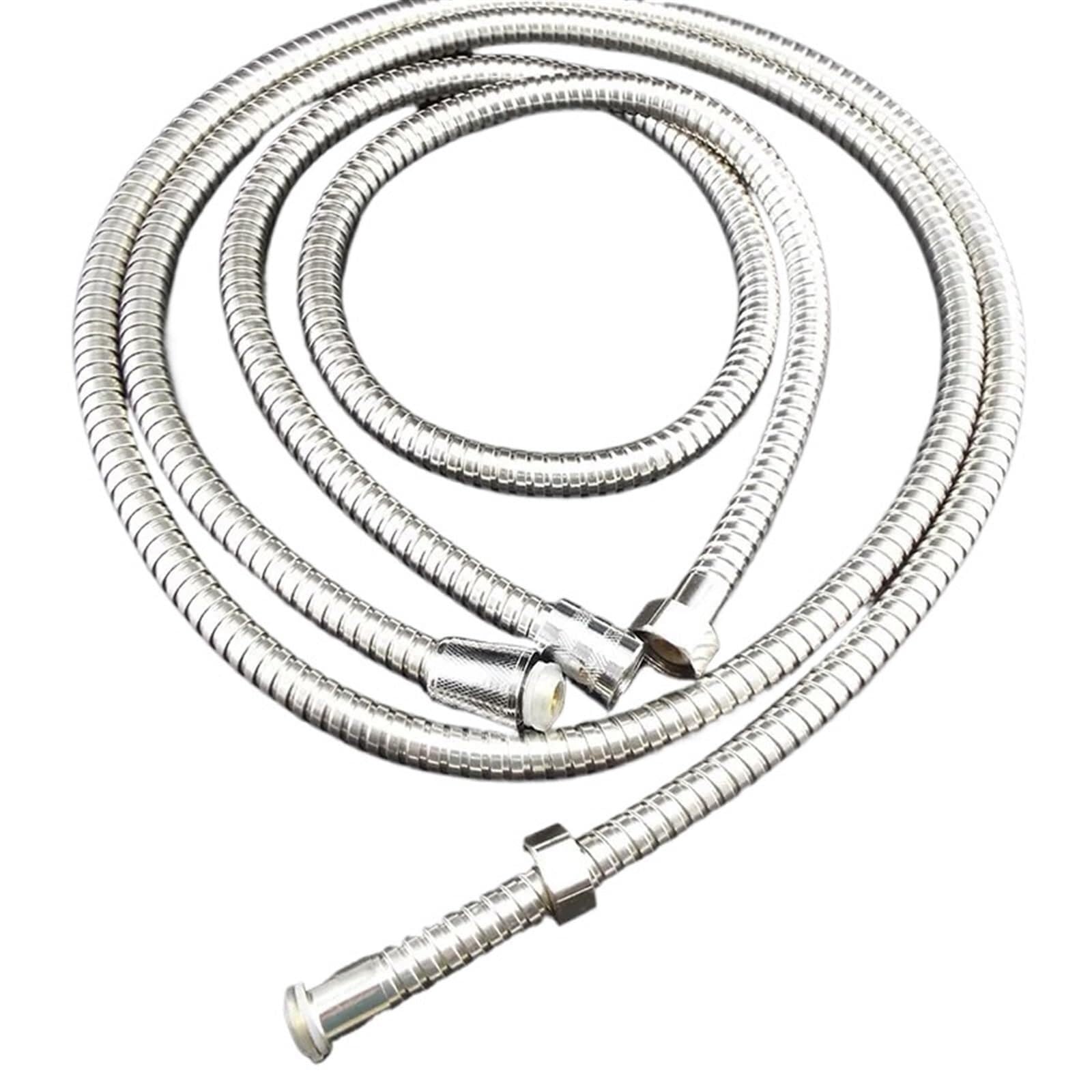 Shower Hose Flexible Shower Hose 1m/1.5m/2m Long Plumbing Hoses Stainless Steel Chrome Bathroom Accessories Water Head Showerhead Pipe(Plastic Core,1.5M)