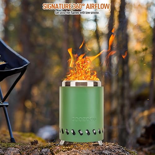 Miniatura 29 de Fogata portátil de mesa con soporte, de acero inoxidable de 8.6 pulgadas, mini hoguera de mesa para exteriores con bajo consumo de humo, alimentada