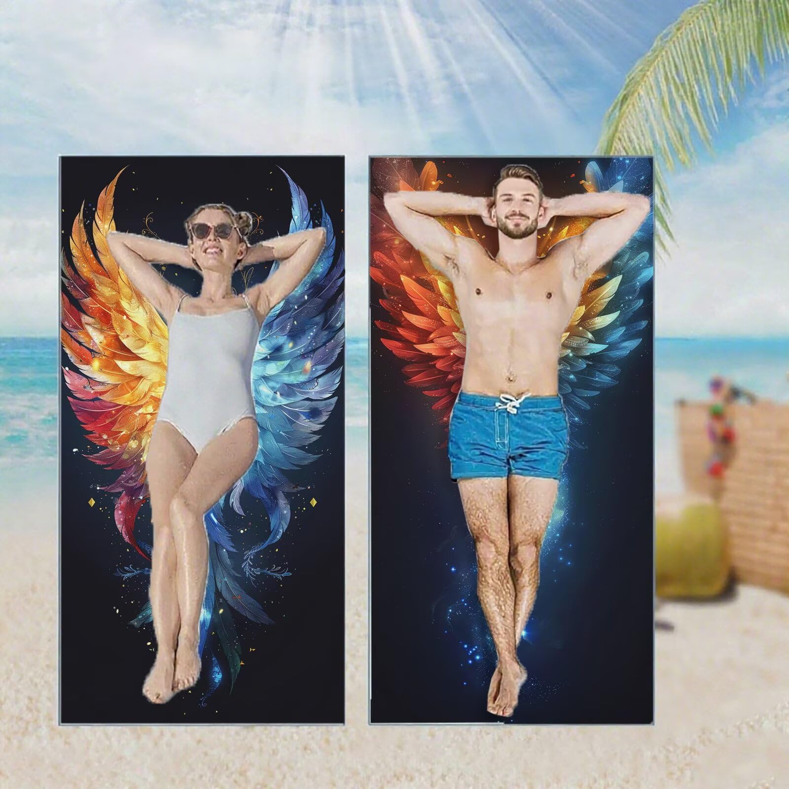 Ręcznik plażowy, ręczniki plażowe z mikrofibry, szybkoschnące lekkie ręczniki podróżne bez piasku, duży ręcznik kąpielowy dla dorosłych 100 x 220 cm, do pływania na basen, jogę, siłownię, kemping