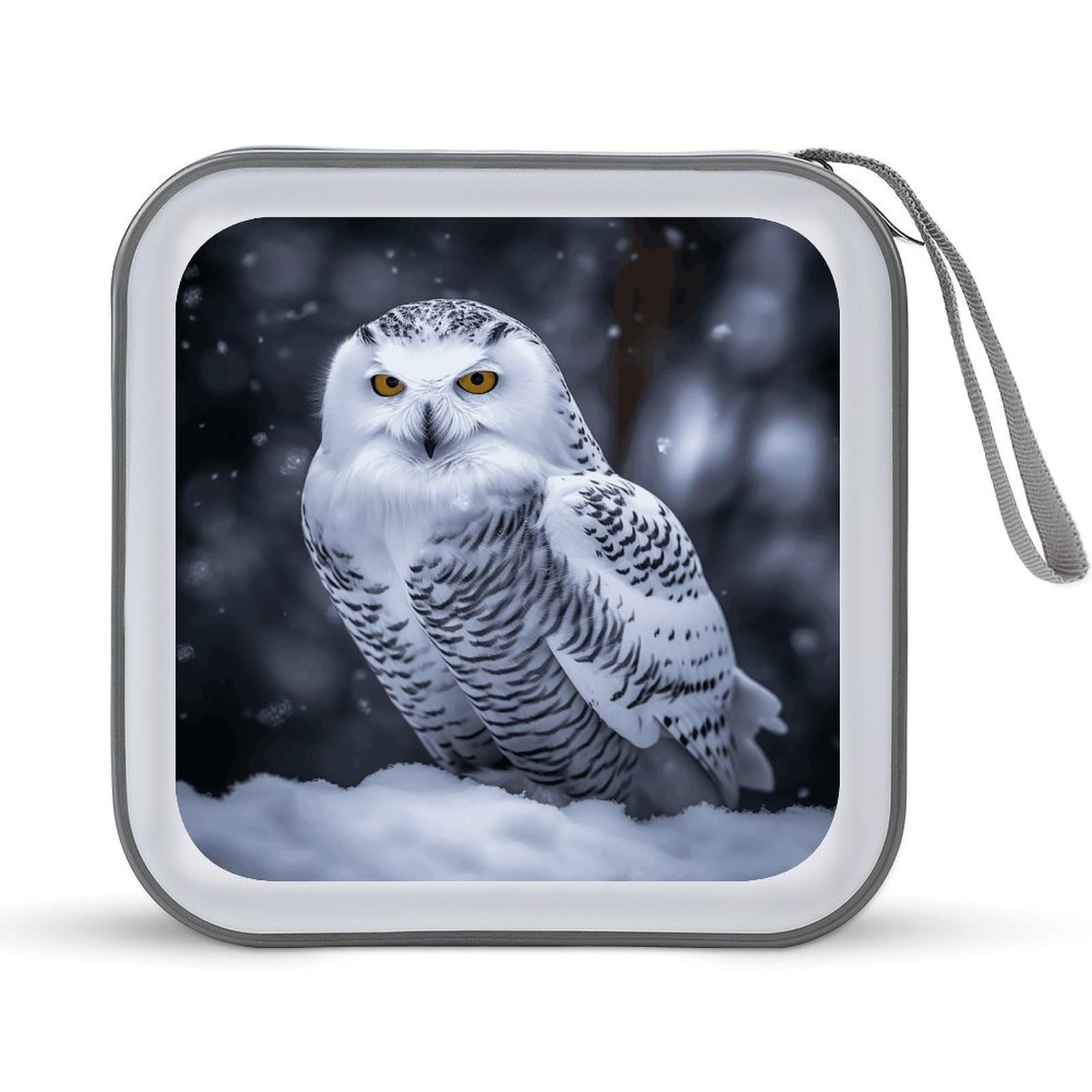 VstaDank Arctic Owl CD Case DVD Holder Storage Portable Carrying Binder Holder Wallet Large Storage Disc Wallet Bag Hard Plastic DVD Disc Case Large Media Binder Capacity 40 Sheets