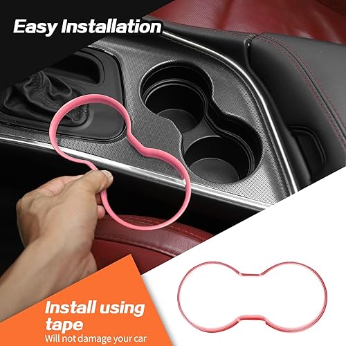 Miniatura 4 de JeCar Funda para portavasos delantero, accesorios interiores compatibles con Dodge Challenger 2015-2020 (rosa)